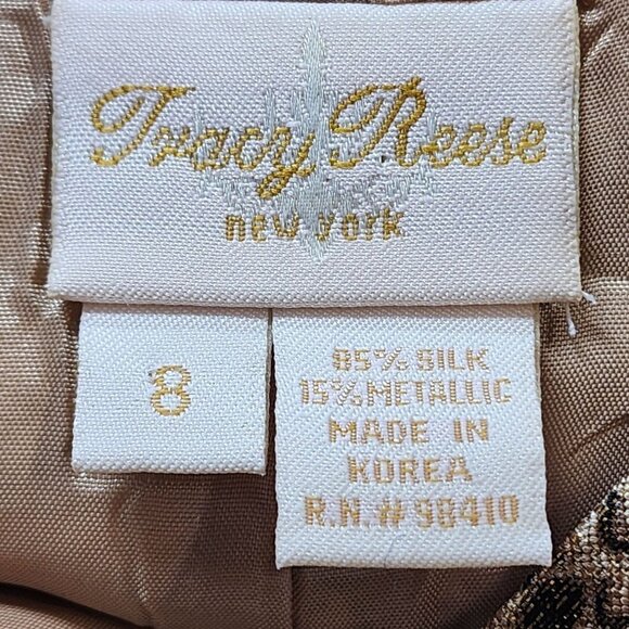 Tracy Reese Vintage Silk and Gold Metallic Snakeskin Dress, Women's 8 - Picture 5 of 7